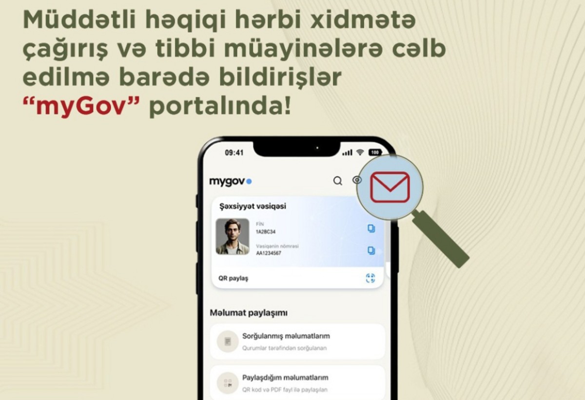 Əsgərliyə çağırış “myGov” portalına inteqrasiya edilib