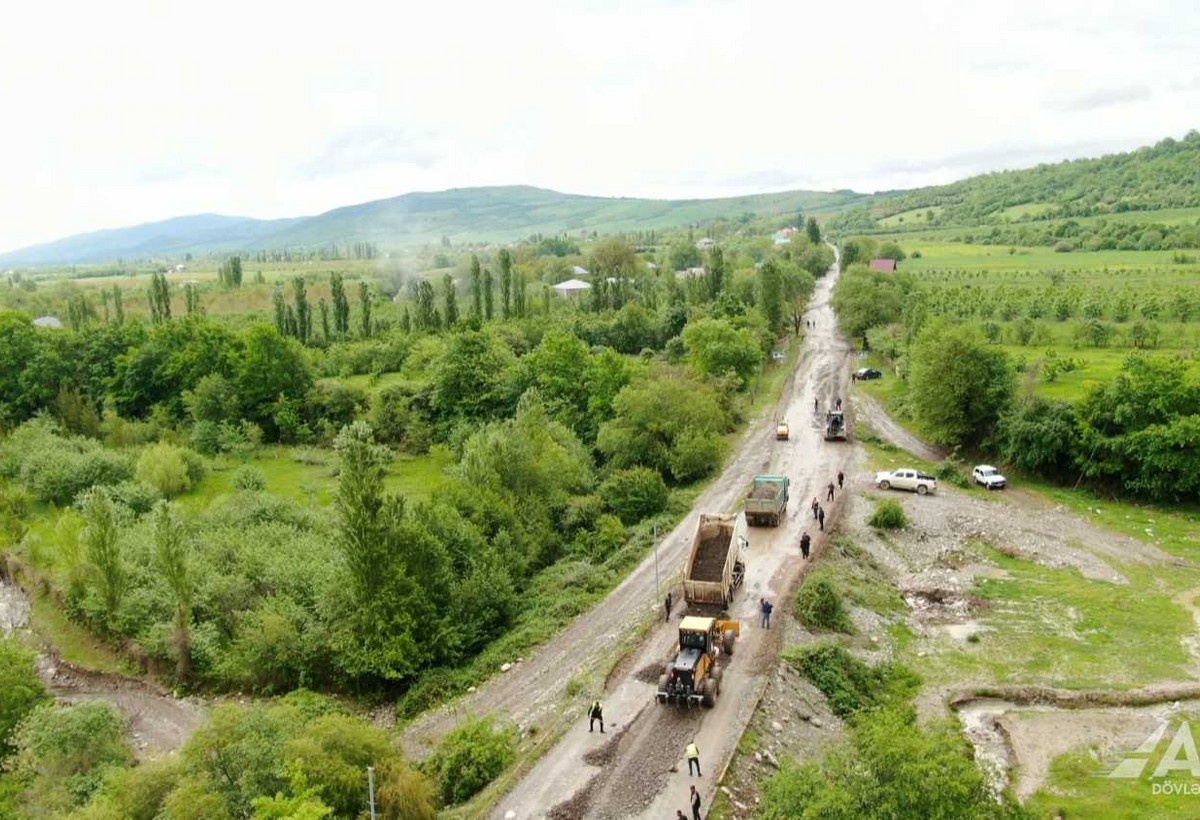 Qubada mühüm yol yenidən qurulur - VİDEO