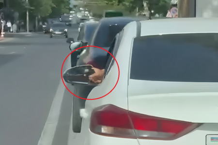 Oyuncaq silahla təşviş yaradan sürücü saxlanıldı - VİDEO