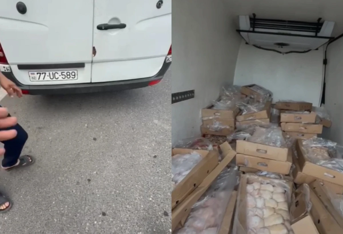 Sarayda yol polisi istifadəyə yararsız 600 kq toyuq əti aşkarladı - VİDEO