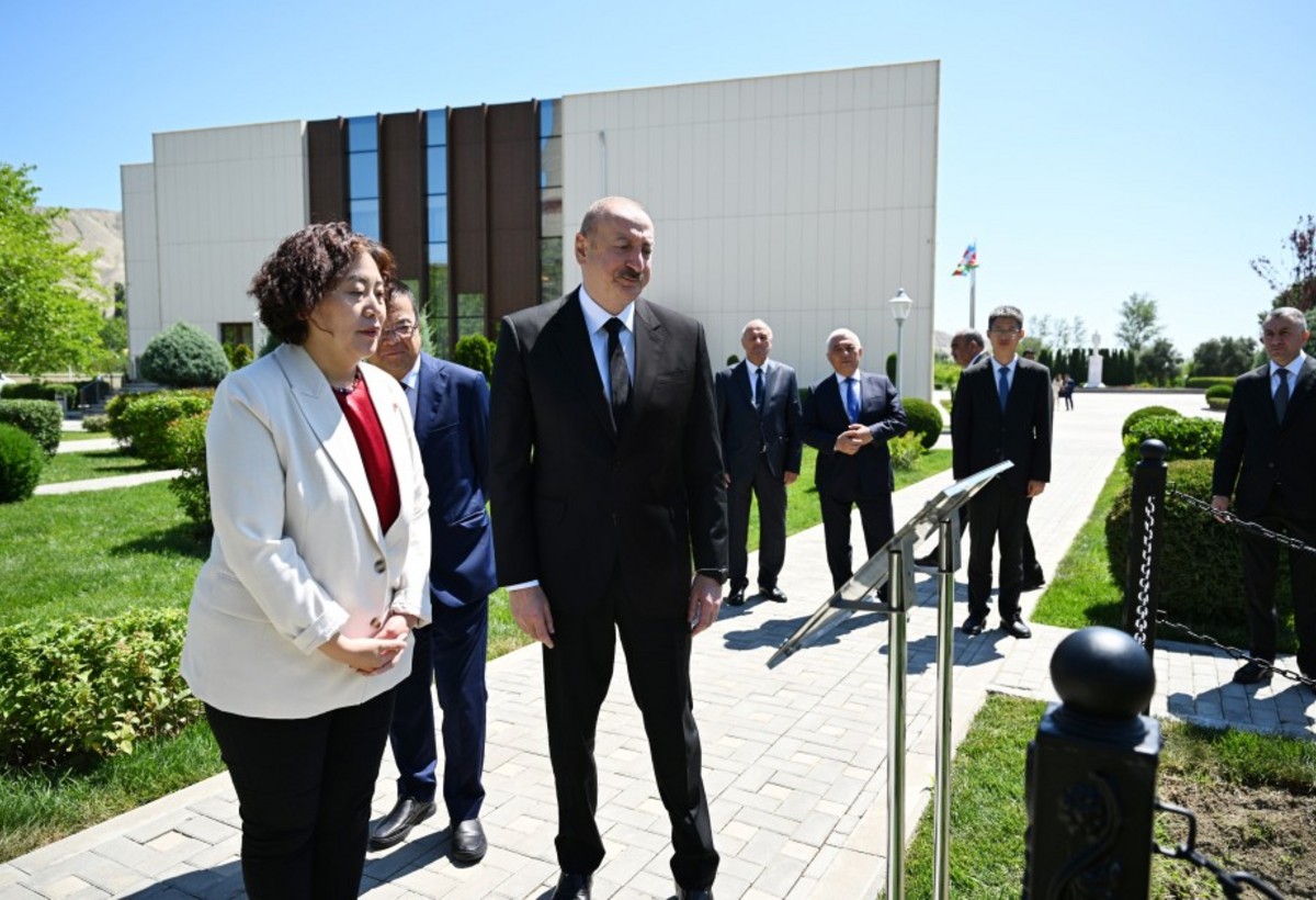 Prezident Mingəçevirdə İES-ə atılan raketin düşdüyü ərazidə - FOTO