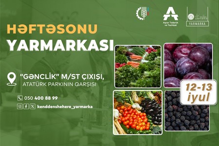 Bakıda növbəti “Kənddən Şəhərə” həftəsonu yarmarkası təşkil olunacaq