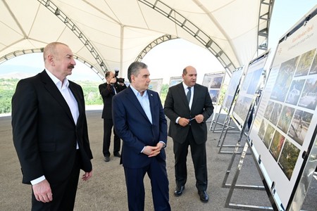 Liderlər Füzuli şəhərinin dağıdılmış yerlərinə baxıblar - FOTOLAR