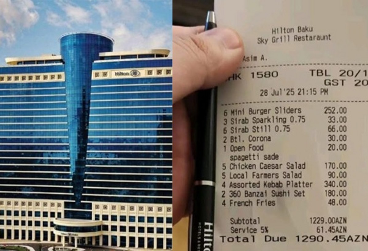 Hilton Baku”da 42 manata burger, 11 manata qazlı su: Turistlər 1290 manatlıq hesabı paylaşdı