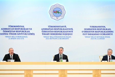 Üç ölkə lideri yüksəksəviyyəli görüşün yekunlarına dair mətbuata birgə bəyanatla çıxış ediblər
