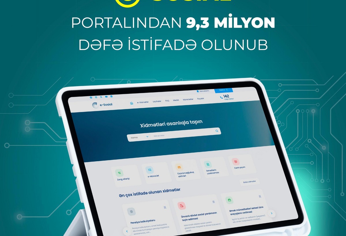 “e-sosial” internet portalında qeydiyyatdan keçən aktiv istifadəçilərin sayı 2 milyon 584 minə çatıb