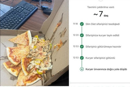 Slim Dietdən sifariş olunan pizza gec və bərbad halda gəldi - ŞİKAYƏT - FOTO