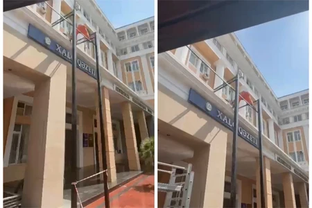 Bakının 28 May küçəsindəki tarixi abidənin icazəsiz konstruksiyaları sökülür
