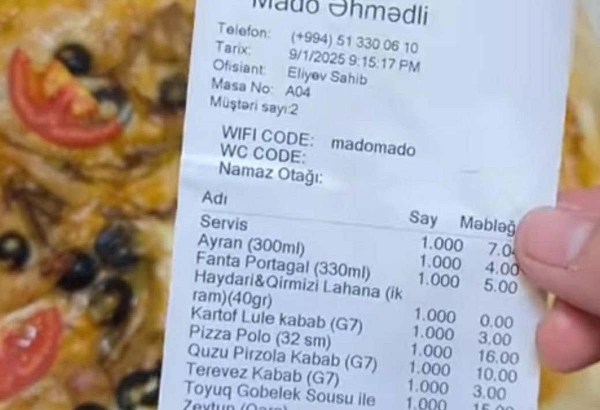 Mado 5-6 ədəd zeytuna görə 8 manat əlavə ödəniş tələb etdi - VİDEO