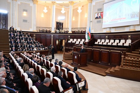 Prezident İlham Əliyev AMEA-nın 80 illik yubiley yığıncağında - ÇIXIŞ