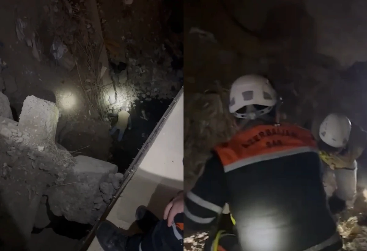 Gəncədə dərəyə yuvarlanan yeniyetmə belə xilas edildi - VİDEO