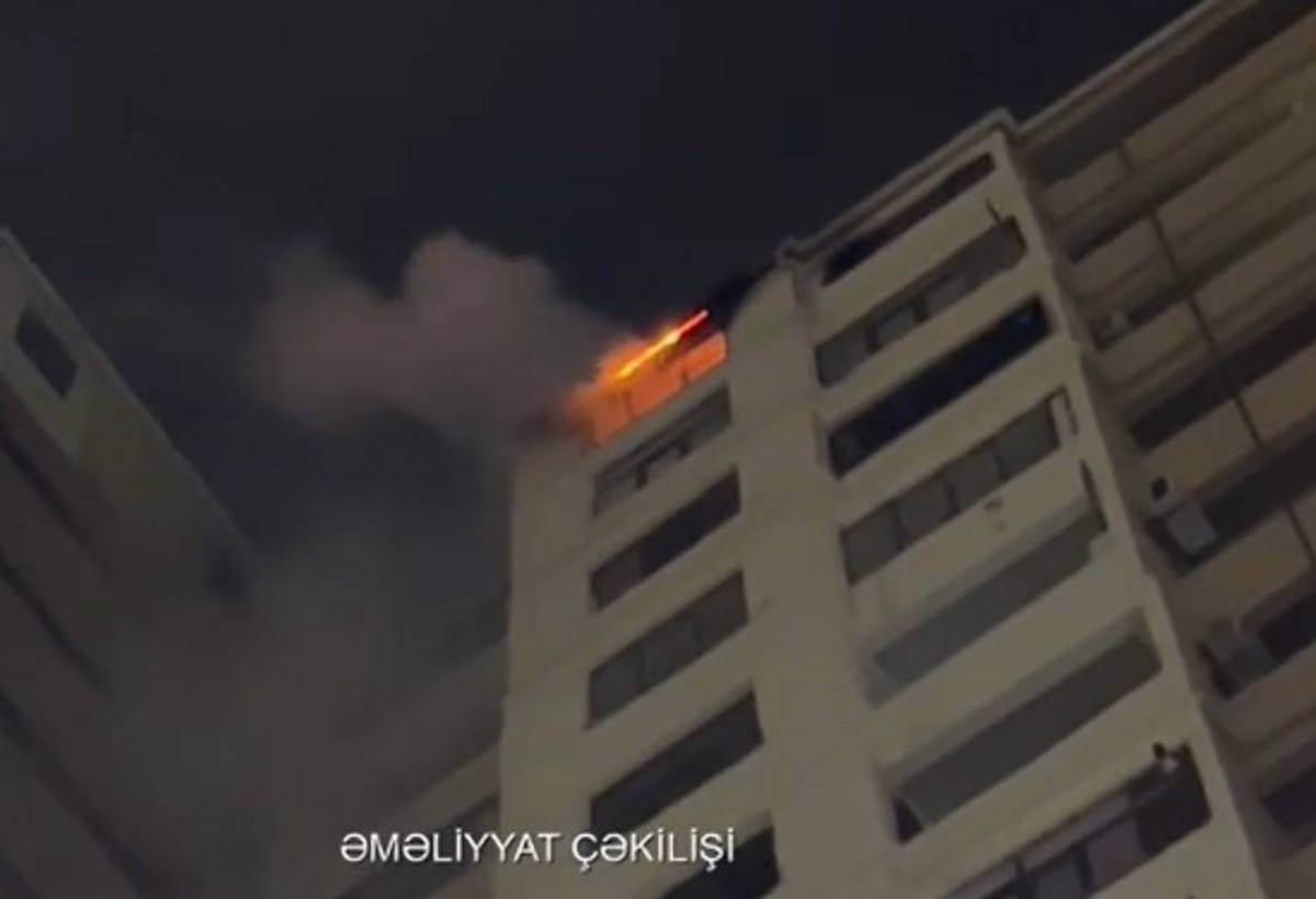 Bakıda çoxmərtəbəli binada YANĞIN - VİDEO