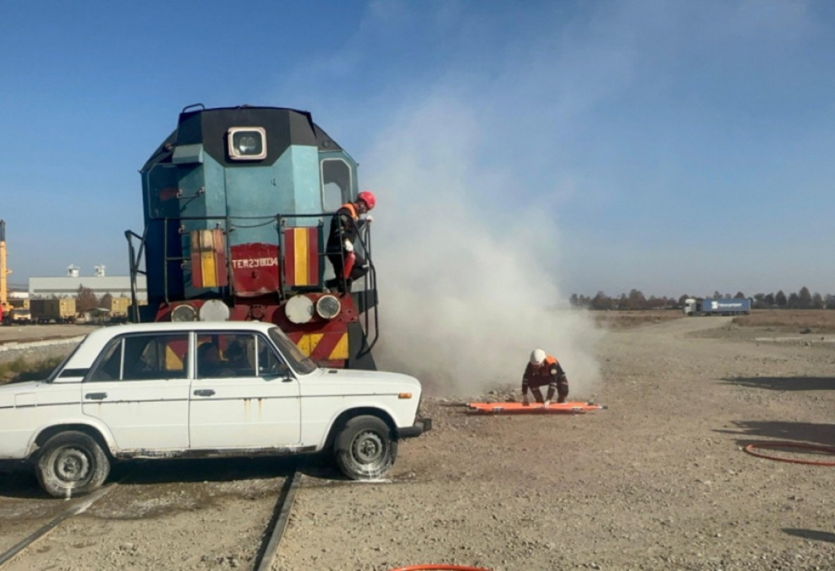 Gəncədə dəmiryolunda təlim - FOTO