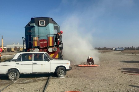 Gəncədə dəmiryolunda təlim - FOTO