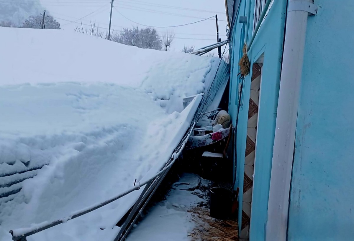 Qazaxda qardan ağırlaşan talvar avtomobillərin üzərinə çöküb