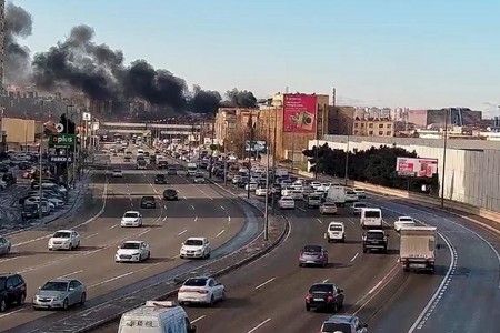 Bakıda boya mağazasında YANĞIN - VİDEO