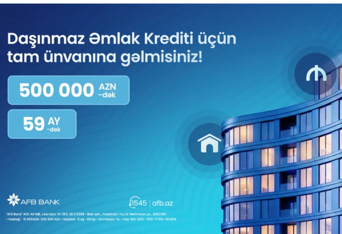 AFB Bank daşınmaz əmlak krediti: Xəyal etdiyiniz evə bir addım qalır!
