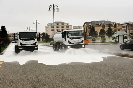 Yağışdan sonra İcra Hakimiyyəti yolları yudu