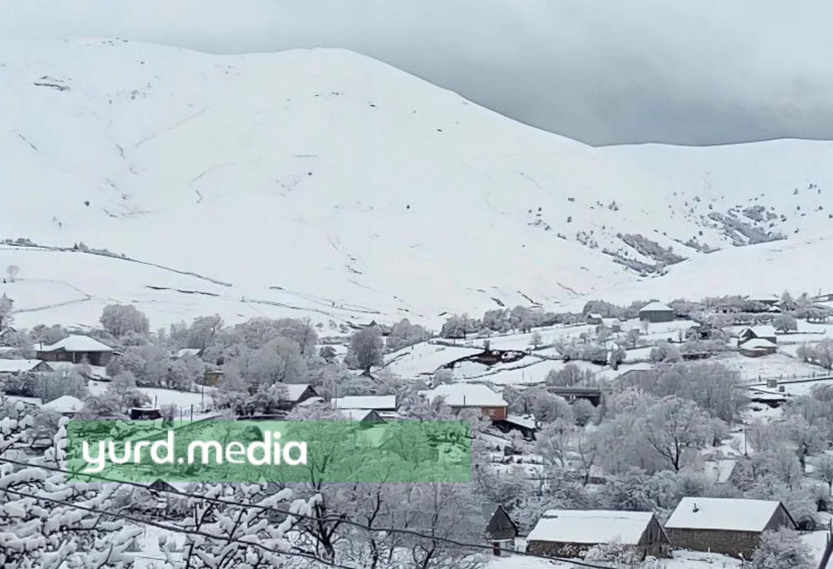 Göygölün quş sədaları altında ağ örpəyə bürünən kəndləri - VİDEO