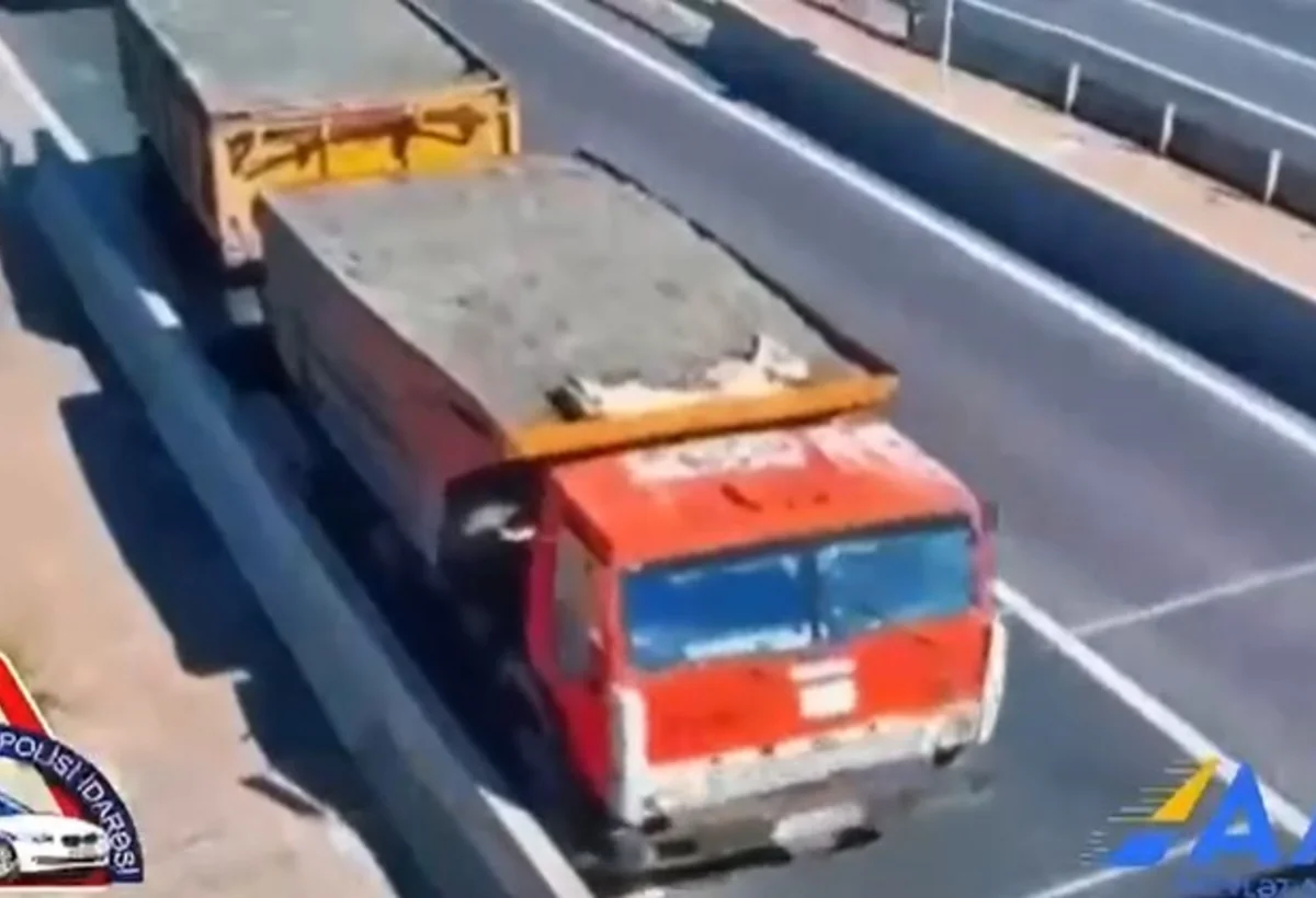 Elektron tərəzidən yayınmaq üçün “Kamaz”la təhlükəli manevrlər elədi - VİDEO