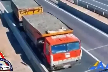 Elektron tərəzidən yayınmaq üçün “Kamaz”la təhlükəli manevrlər elədi - VİDEO