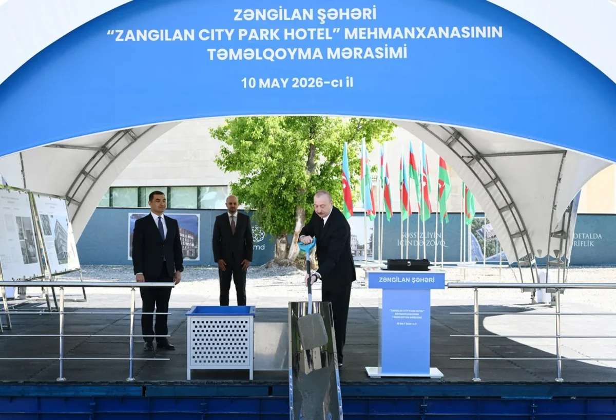 İlham Əliyev Zangilan City Park Hotelin təməlini qoyub