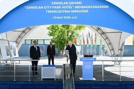 İlham Əliyev Zangilan City Park Hotelin təməlini qoyub