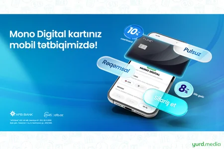 AFB Bank mobil tətbiqində yenilik: Mono Digital kart artıq tam ödənişsiz və onlayn sifarişlə!
