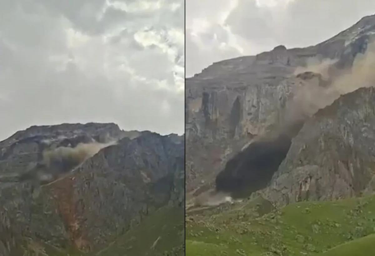 Qusarda sürüşmə anının VİDEOSU