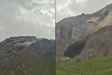 Qusarda sürüşmə anının VİDEOSU