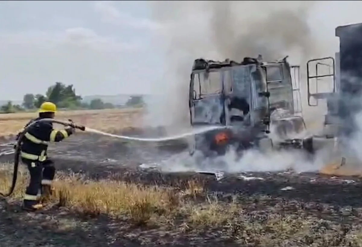 25 ton buğda aparan yük avtomobili alışdı - VİDEO