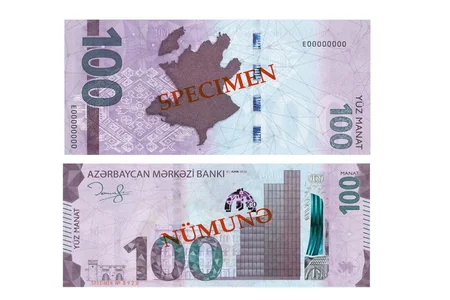Şaquli dizayn, rəngi dəyişən holoqram - Yeni 100 manatlığın özəllikləri AÇIQLANDI