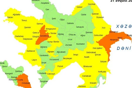 Küləkli hava ilə bağlı sarı və narıncı XƏBƏRDARLIQ