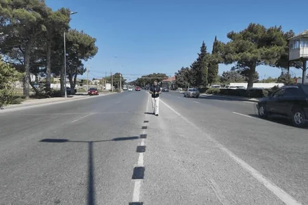 Bakıda kameraların altında yol nişanlanmasını dəyişdirdilər - VİDEO