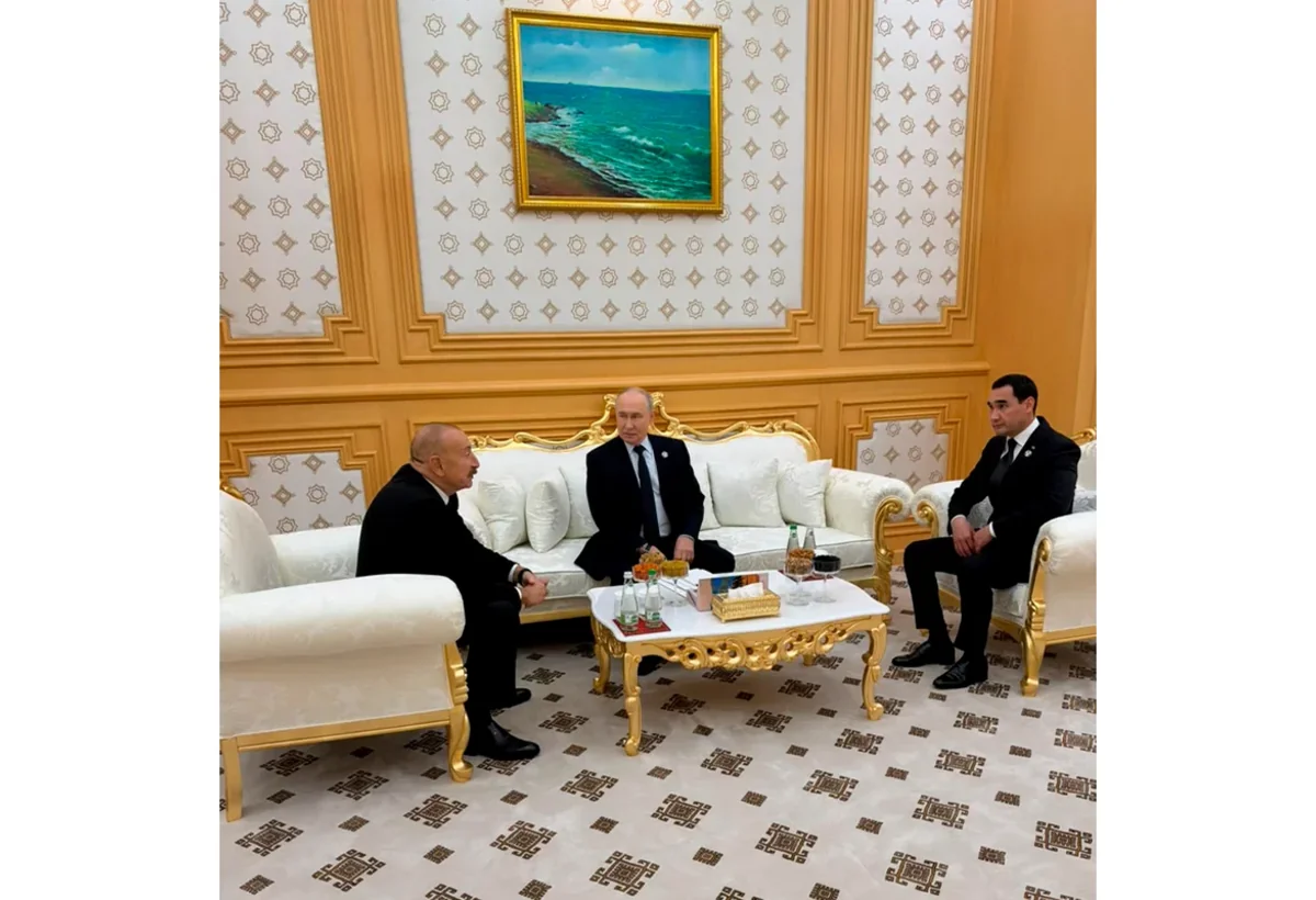 Türkmənistanda İlham Əliyev Vladimir Putin və Sərdar Berdiməhəmmədovla görüşüb