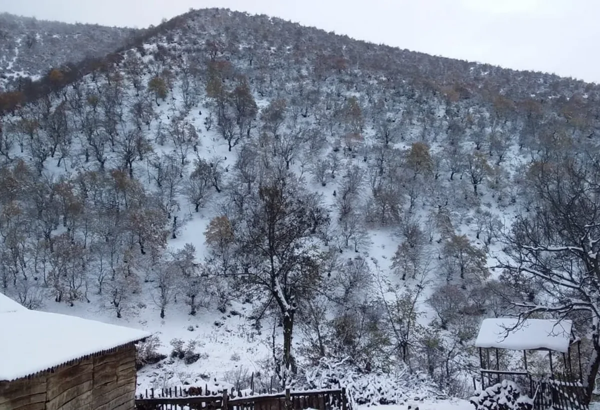 Şahdağda qar yağıb